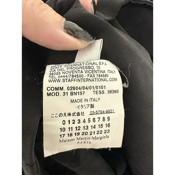 Maison Martin Margiela Italy Black Crepe Ruched Two Button Blazer EU Size 46